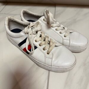 White Sneakers with Red and Blue Stripes by Tommy Hilfiger